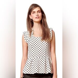 Anthropologie Postmark peplum ruffle polka dot top